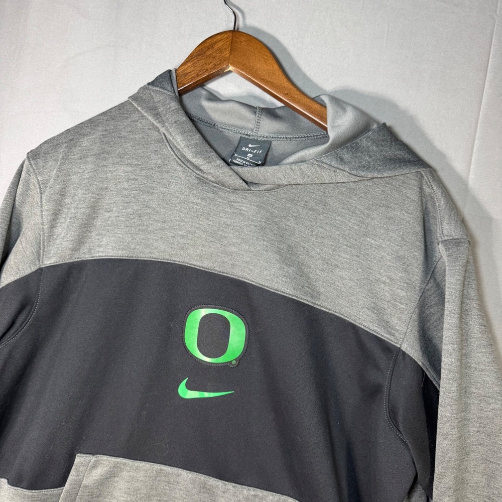 Nike Oregon Ducks Dri Fit Hoodie Gray Black Green Logo Athletic Mens M